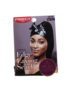 Red Kiss Laying Silky Satin Edge Scarf Black Banda Cabello