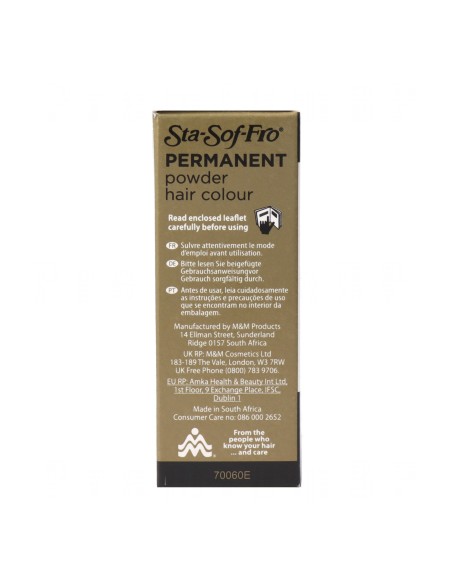 Sta-sof-fro Permanente Powder Hair Color Black 8 G